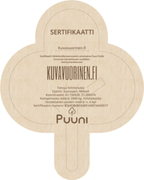 Sertifikaatti hiilineutraaleista valokuvauspalveluista